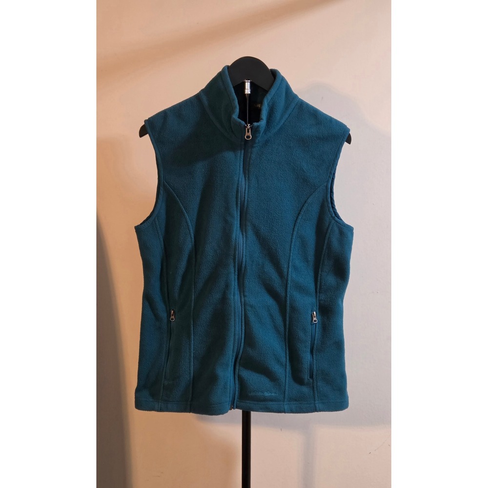 Eddie Bauer Full Zip Fleece Vest Women's Size Large Blue Green